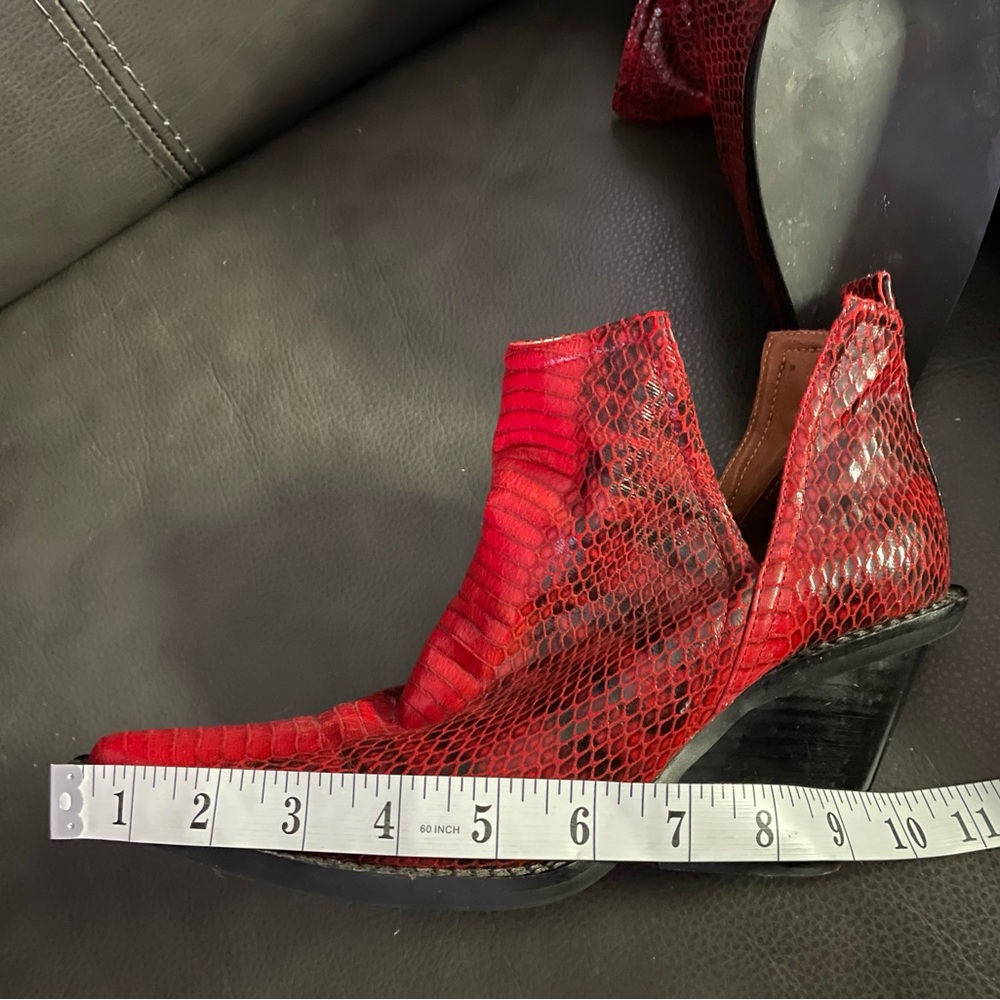 Free People x Jeffrey Campbell Red Snakeskin Booties - Picture 8 of 9